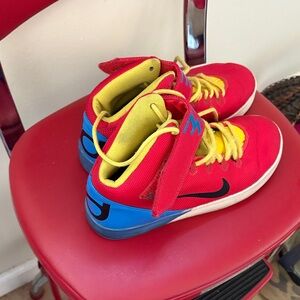 Nike KD Red, Blue & Yellow High-Top Sneakers size 4.5 boys 6 women